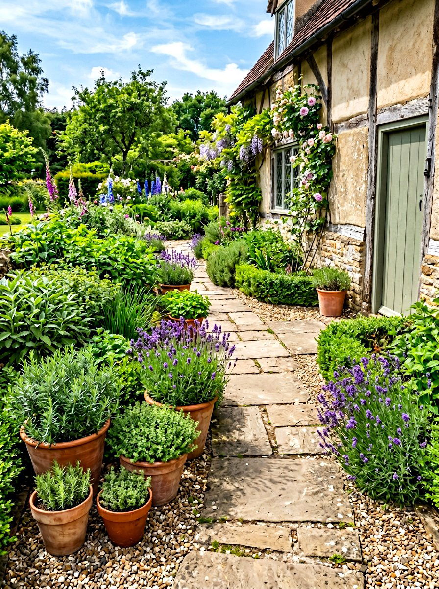 Herb Garden Side Walkway - 30 house side garden border ideas