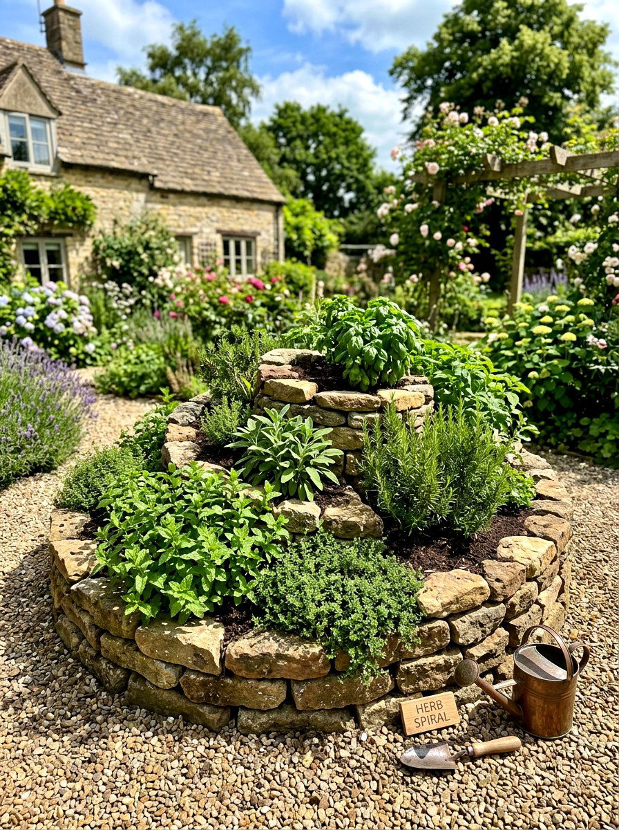 Herb Garden Spiral - 30 backyard garden ideas