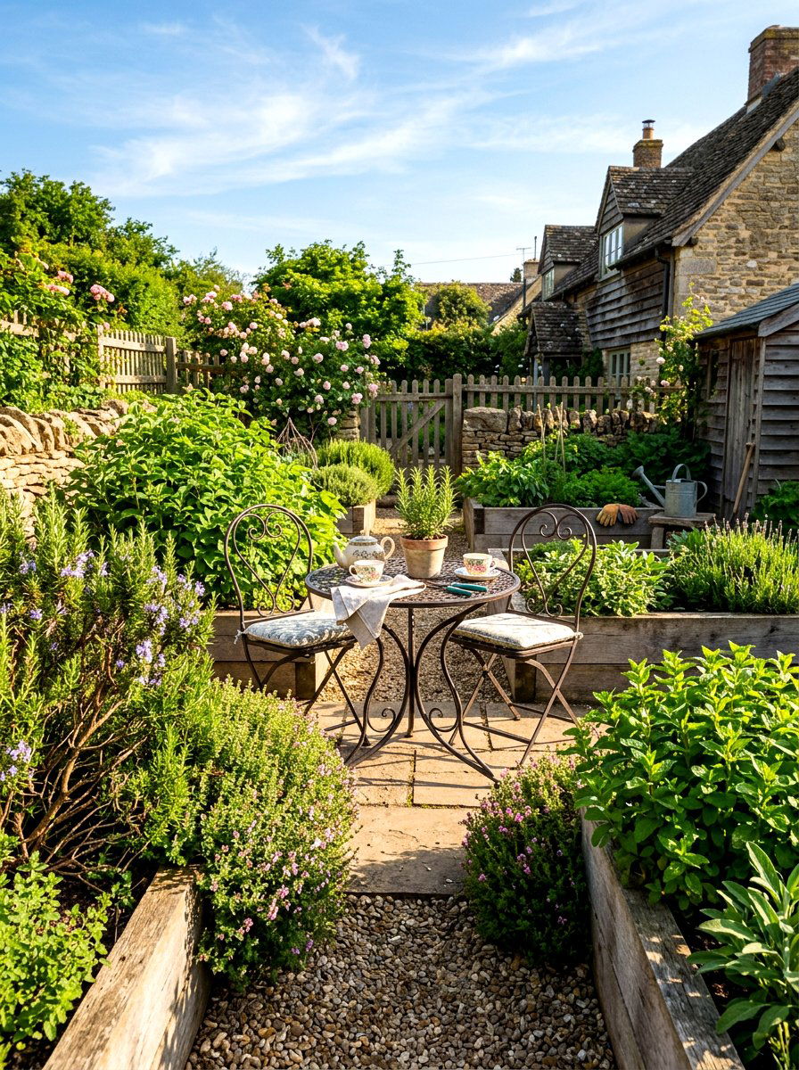 Herb Garden Table - 30 secret garden seating ideas