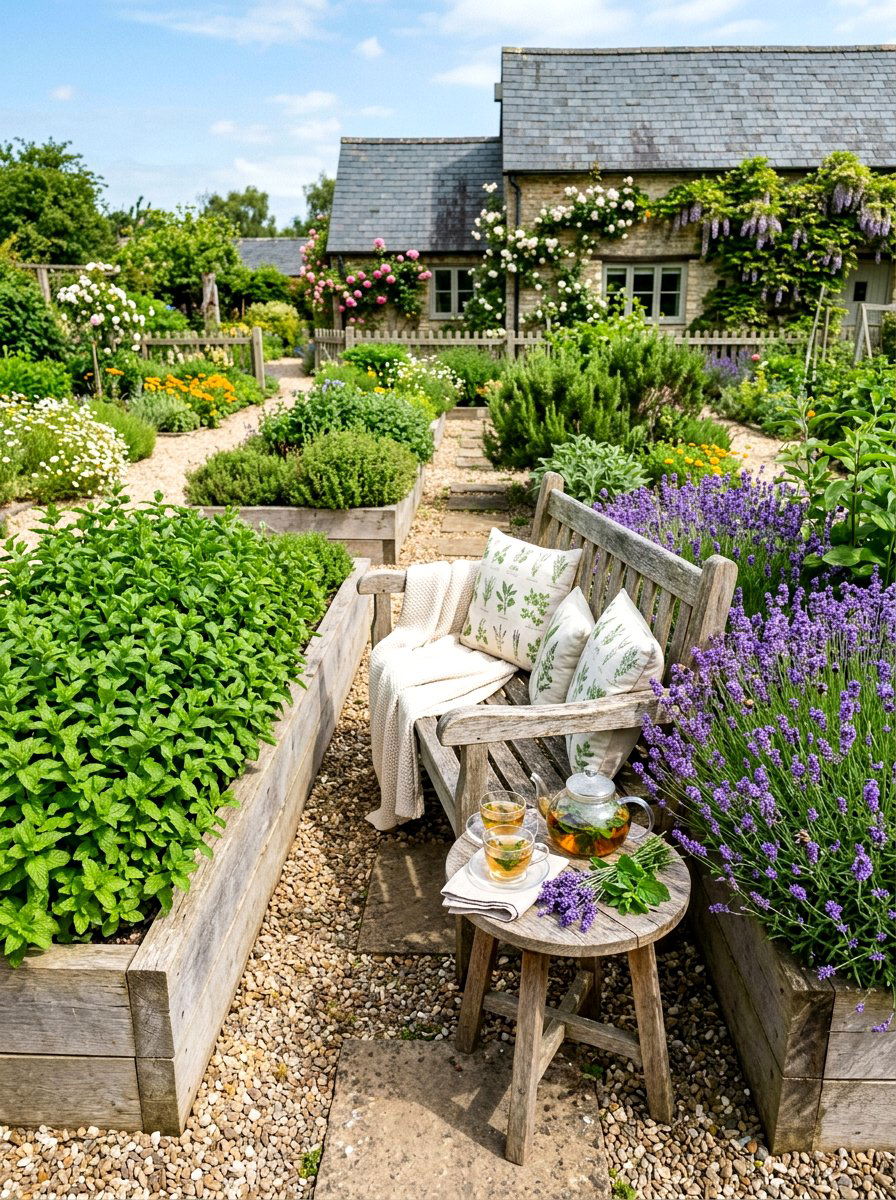 Herb Garden Tea Nook - 30 tea garden corner ideas