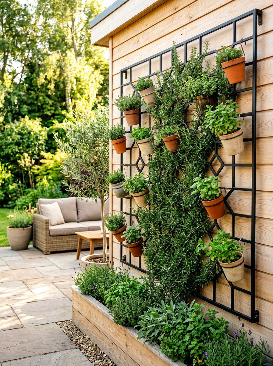 Herb Garden Trellis Wall - 30 modern herb garden ideas