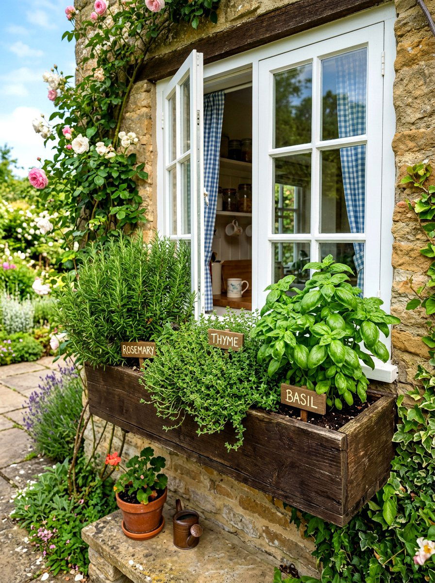 Herb Garden Window Box - 30 cottage window box ideas