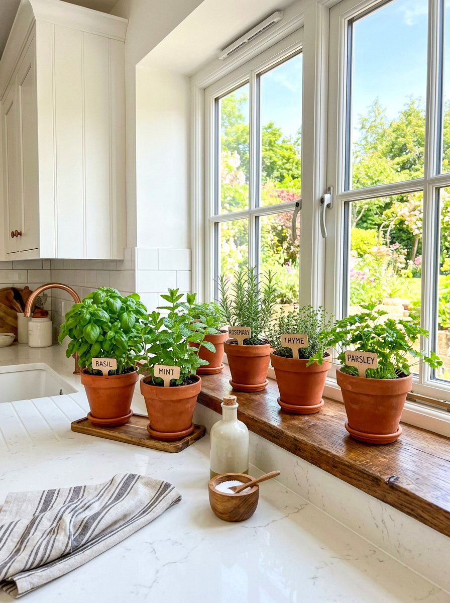 Herb Garden Windowsill - 30 social media kitchen ideas