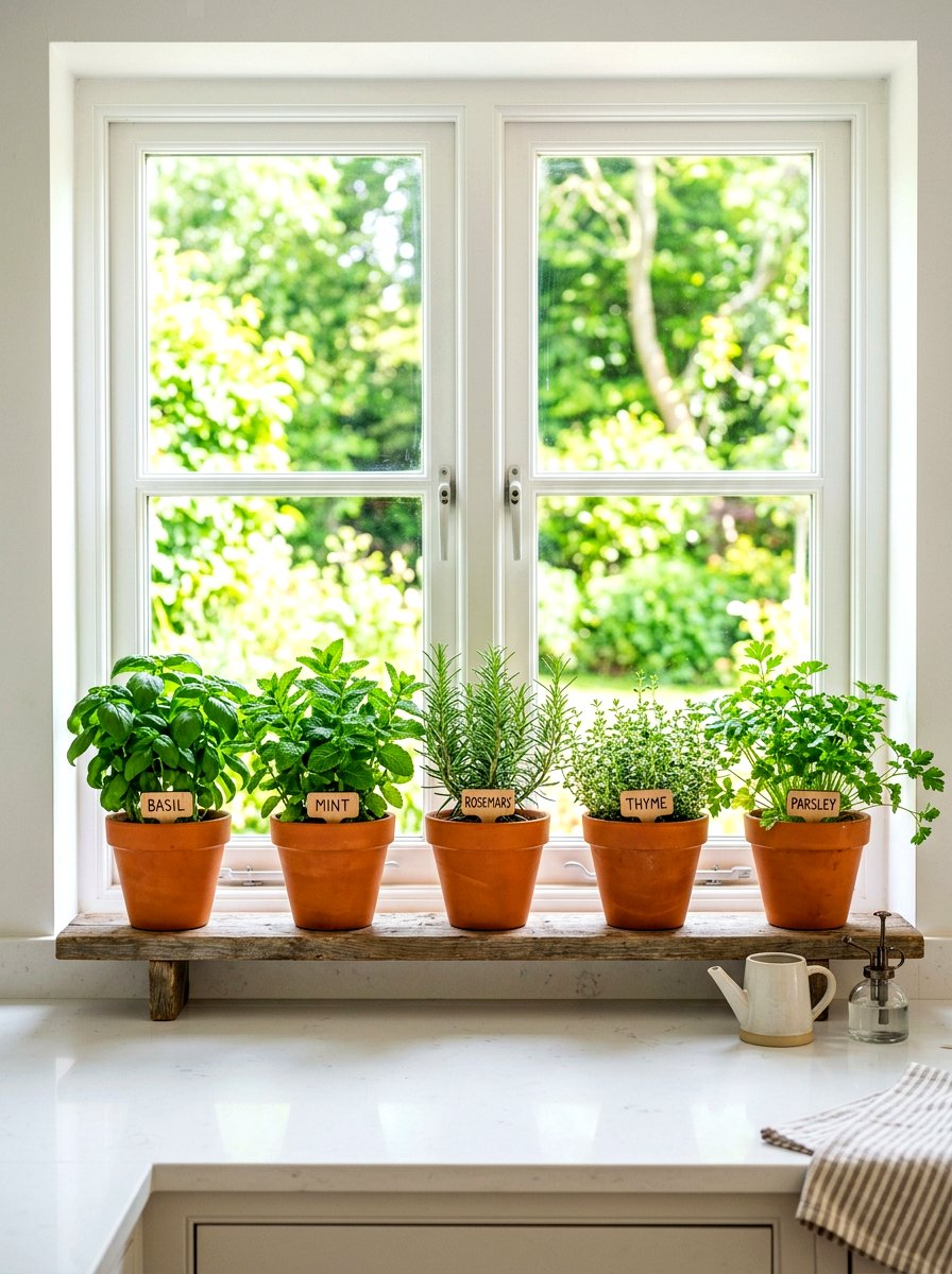Herb Garden Windowsill - 30 biophilic interior design ideas