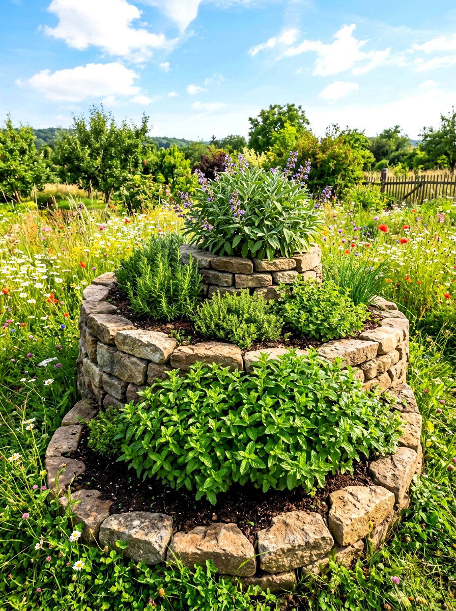 Herb Spiral - 30 medicinal herb garden ideas