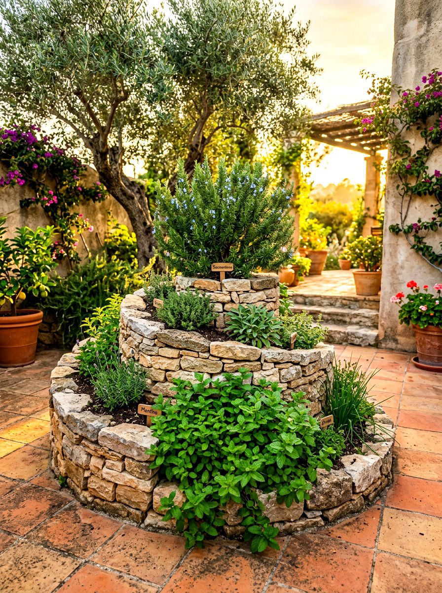 Herb Spiral - 30 patio herb garden ideas
