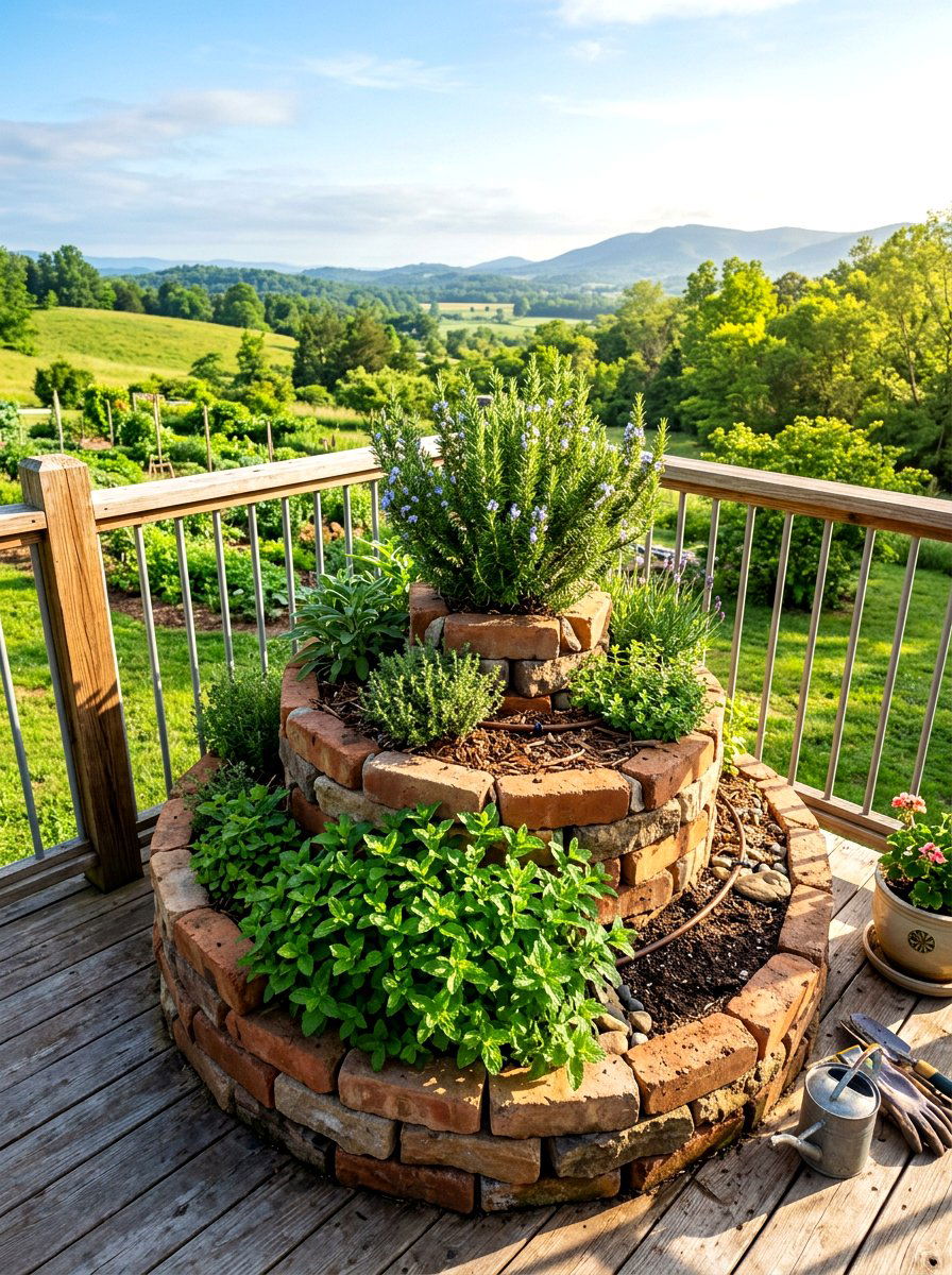 Herb Spiral Container - 30 small space container garden ideas