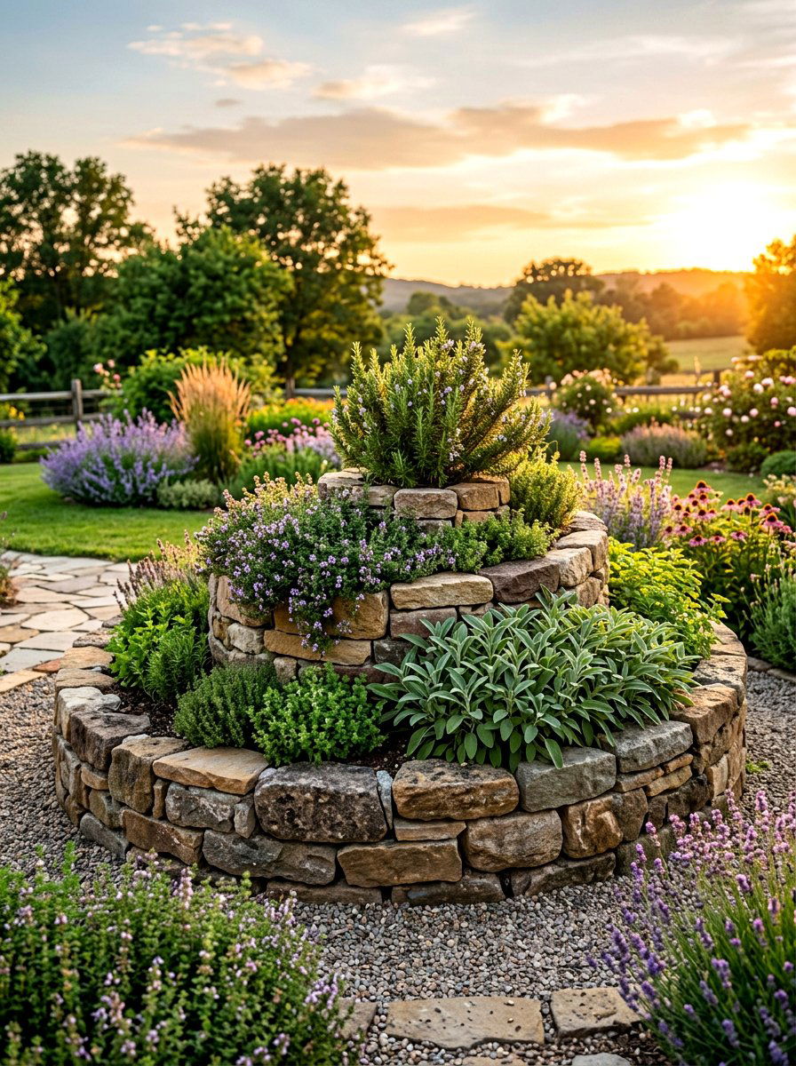 Herb Spiral Garden - 30 budget vegetable garden ideas