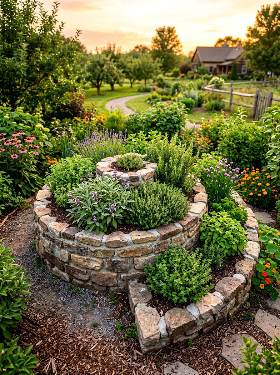 Herb Spiral Garden - 30 herb garden layout ideas