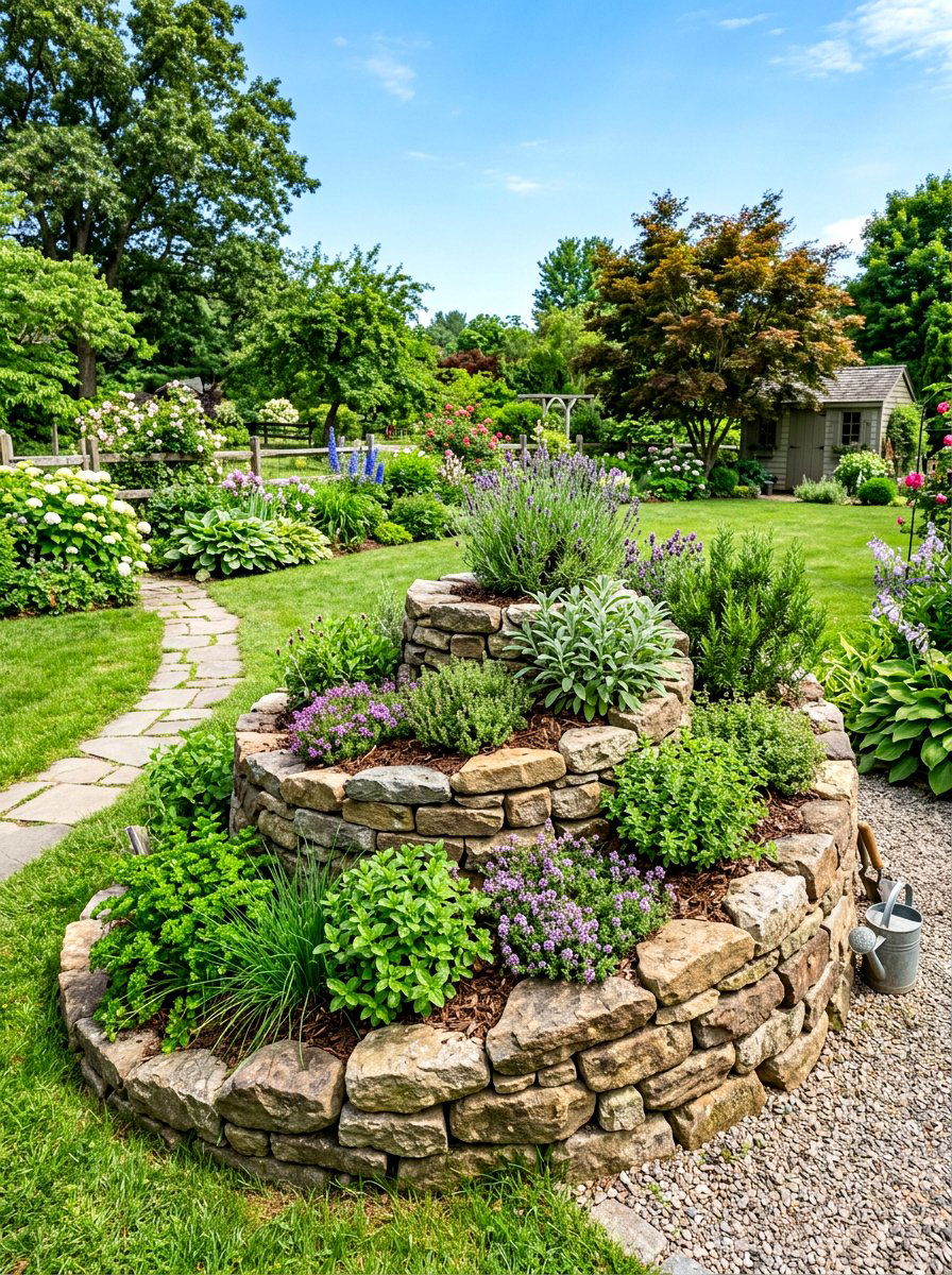 Herb Spiral Garden - 30 sensory herb garden ideas