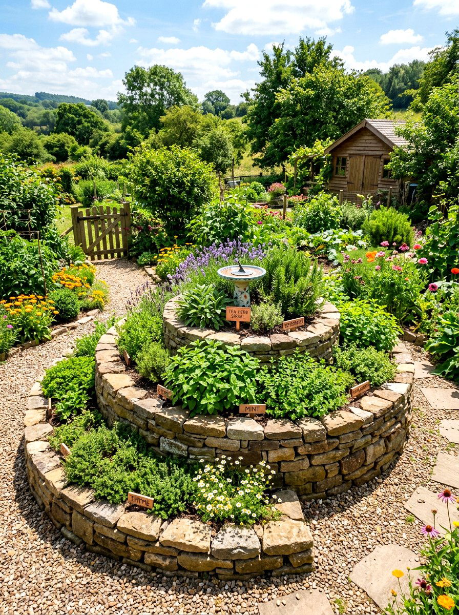 Herb Spiral Garden - 30 tea herb garden ideas