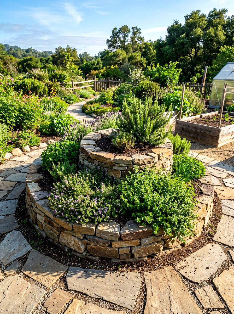 Herb Spiral Garden Bed - 30 raised planter box ideas