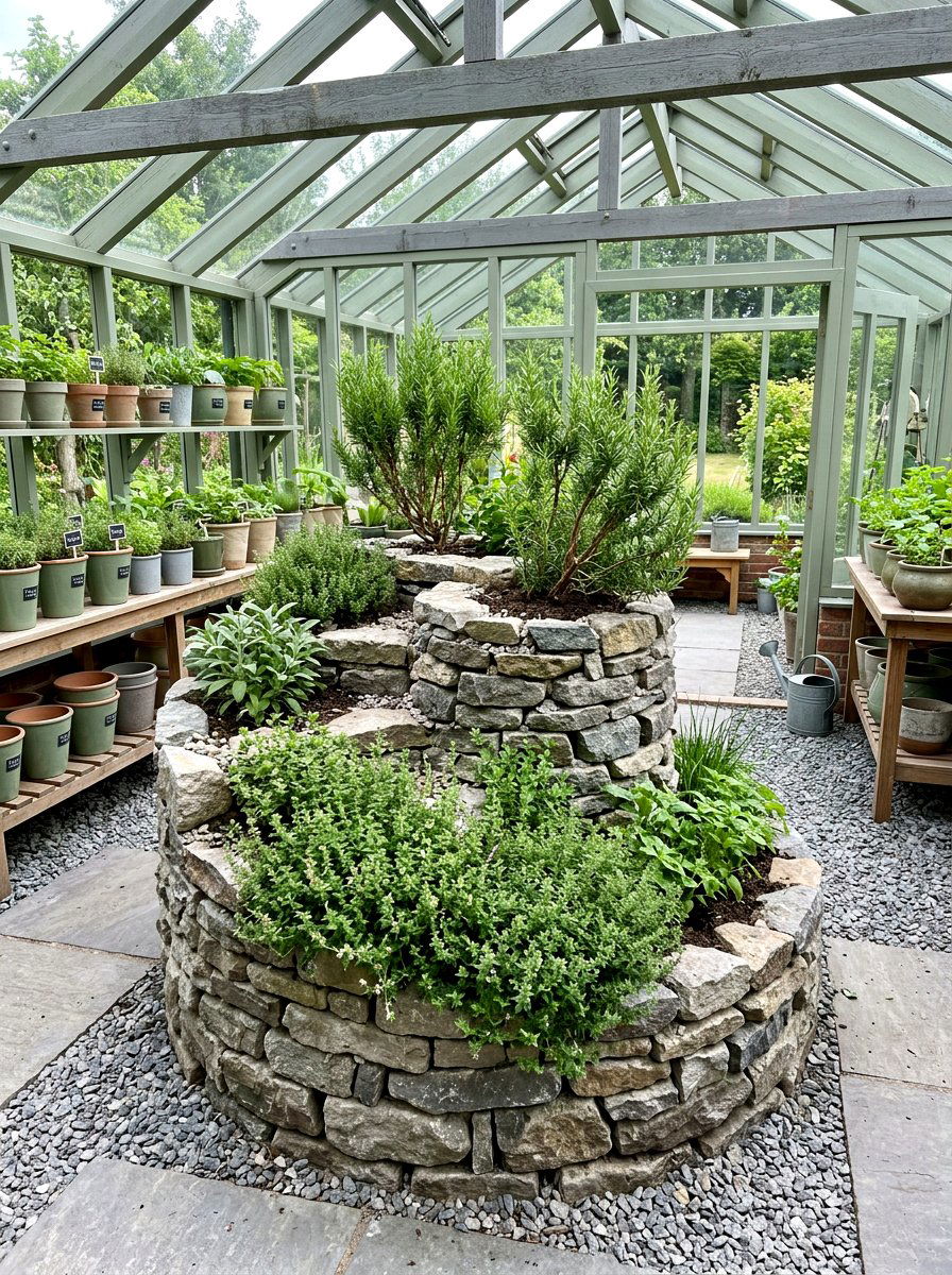 Herb Spiral Planter - 30 greenhouse plant layout ideas