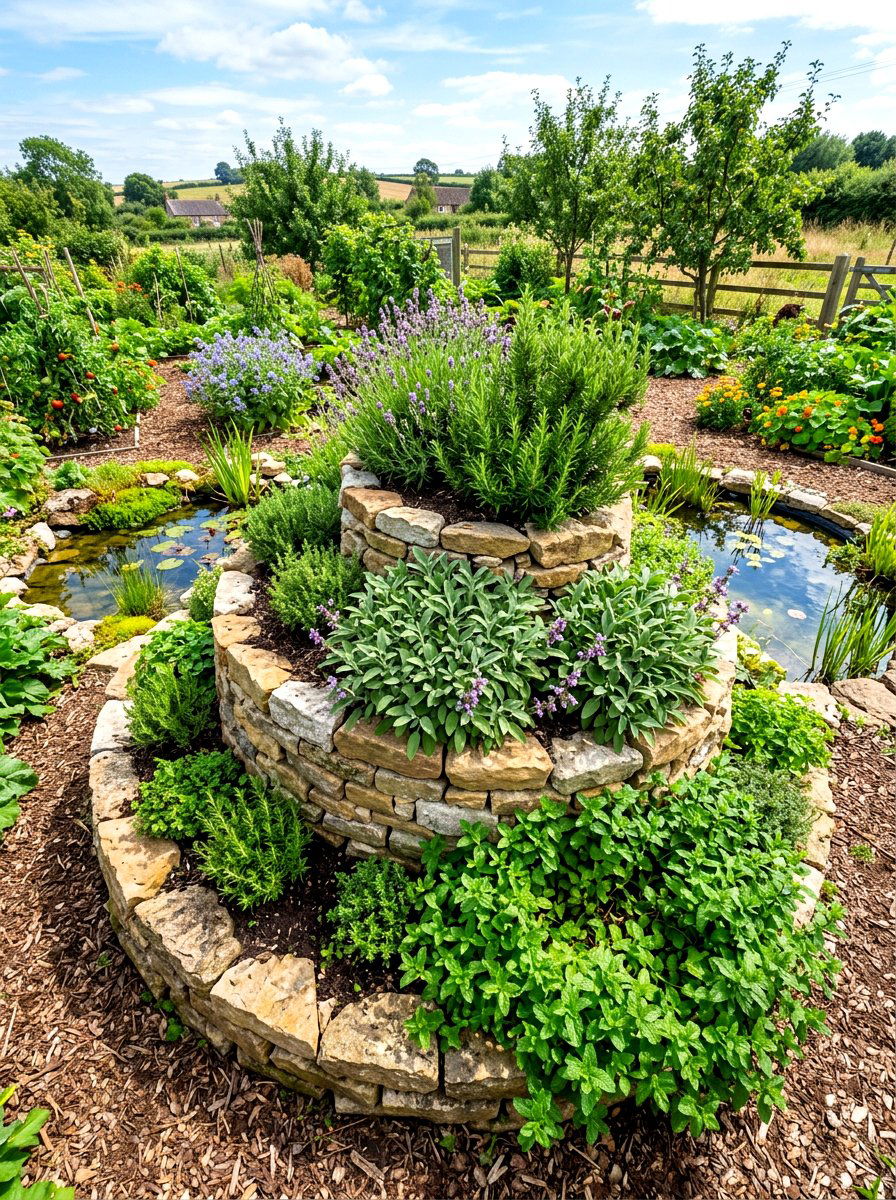 Herb Spiral - 30 edible backyard landscaping ideas