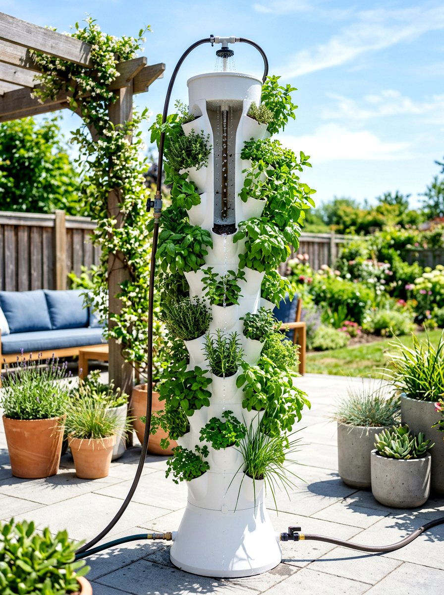 Herb Tower Watering - 30 herb garden watering ideas