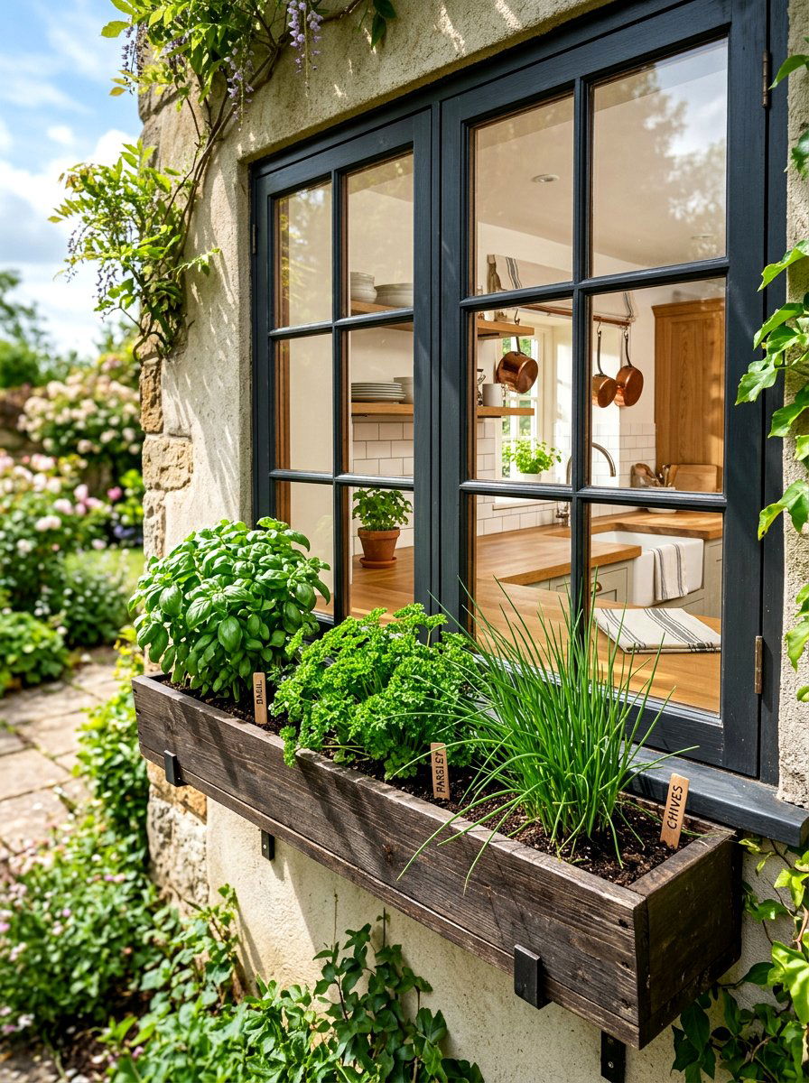 Herb Window Box - 30 vegetable container garden ideas