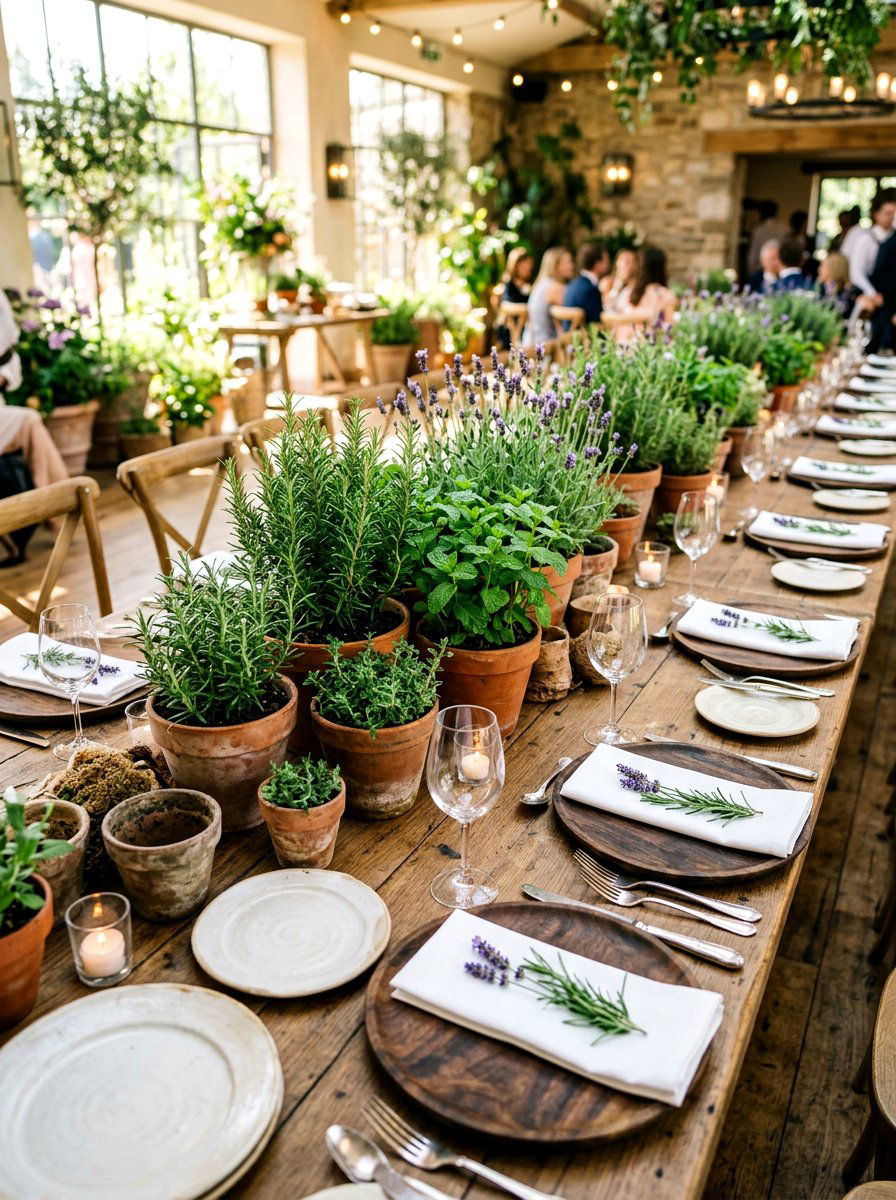 Herb garden centerpieces - 30 bridal shower garden party ideas