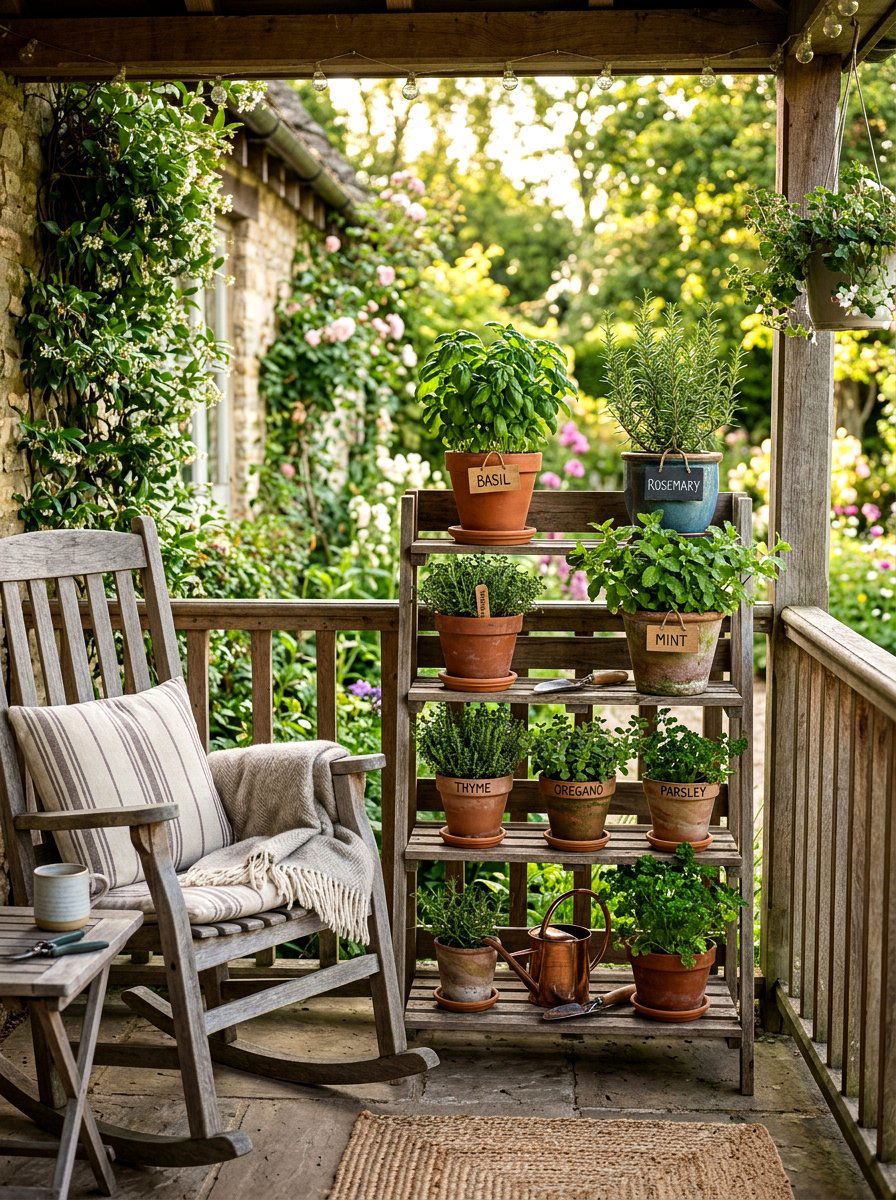Herb garden containers - 30 porch container garden ideas