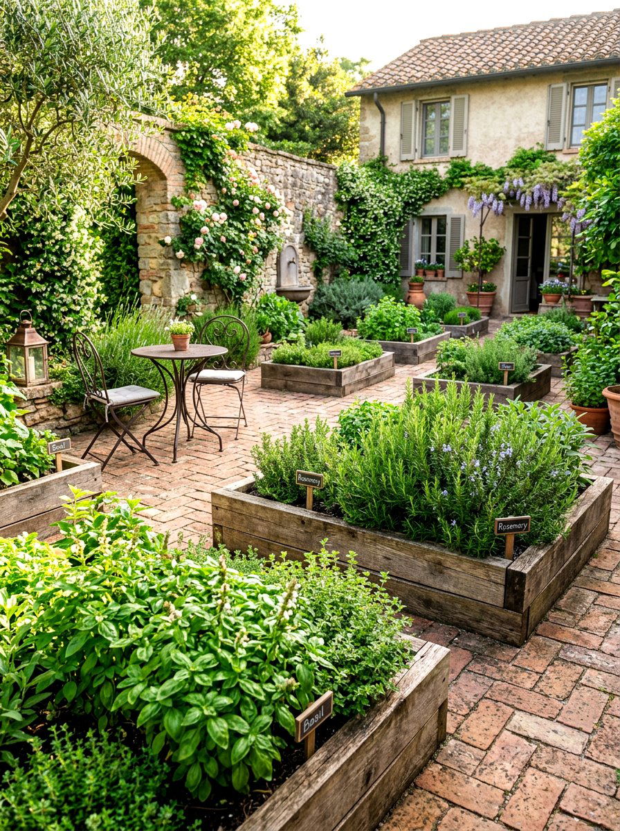 Herb garden courtyard - 30 enclosed courtyard ideas