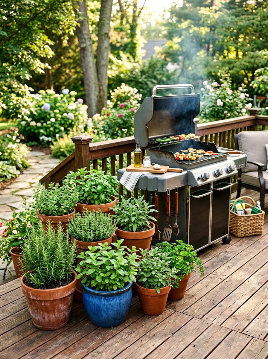 Herb garden deck pots - 30 deck planter ideas