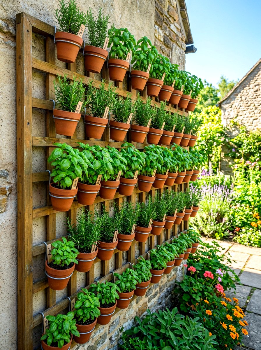 Herb garden lattice wall - 30 lattice privacy ideas