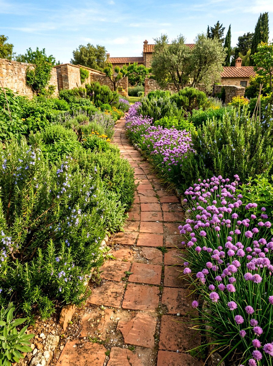 Herb garden path - 30 front path flower bed ideas