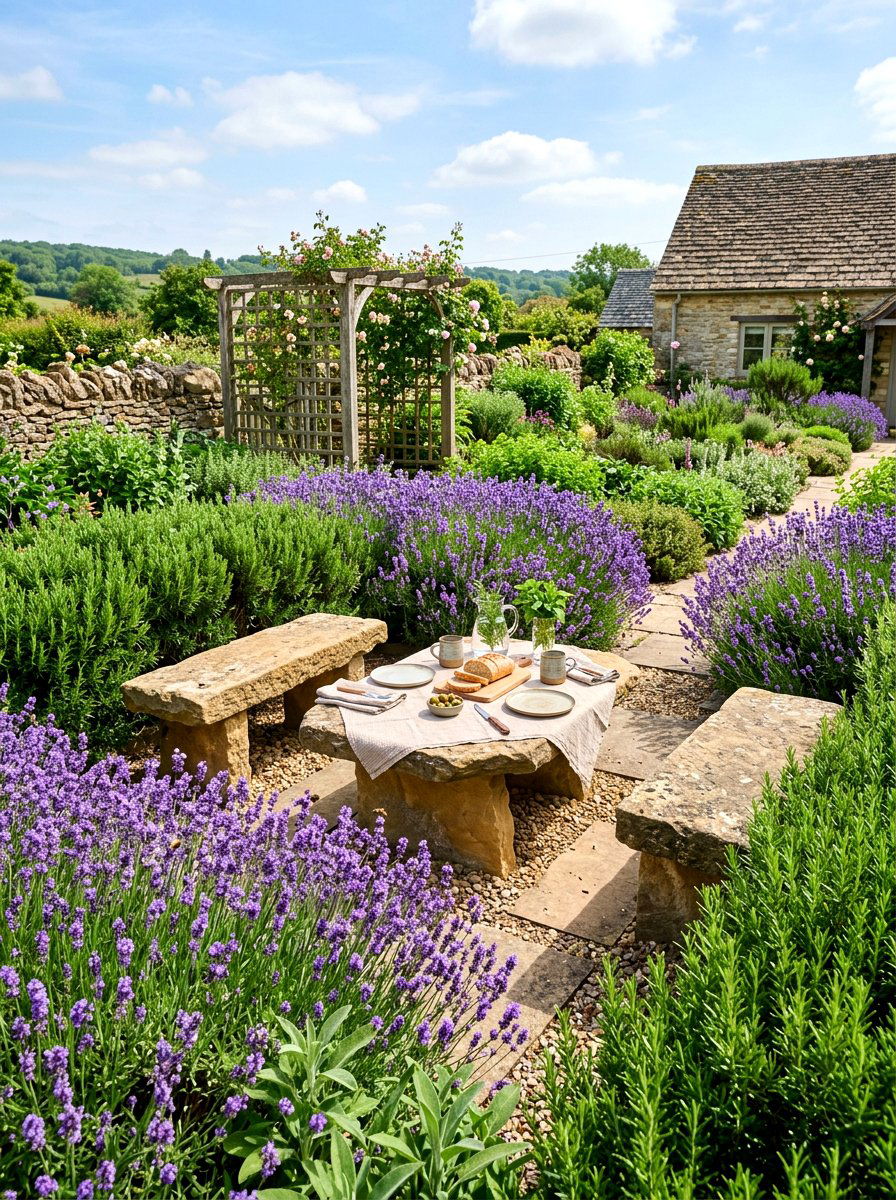 Herb garden picnic - 30 backyard picnic area ideas