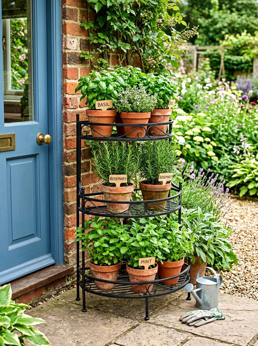 Herb garden porch planters - 30 front porch planter ideas