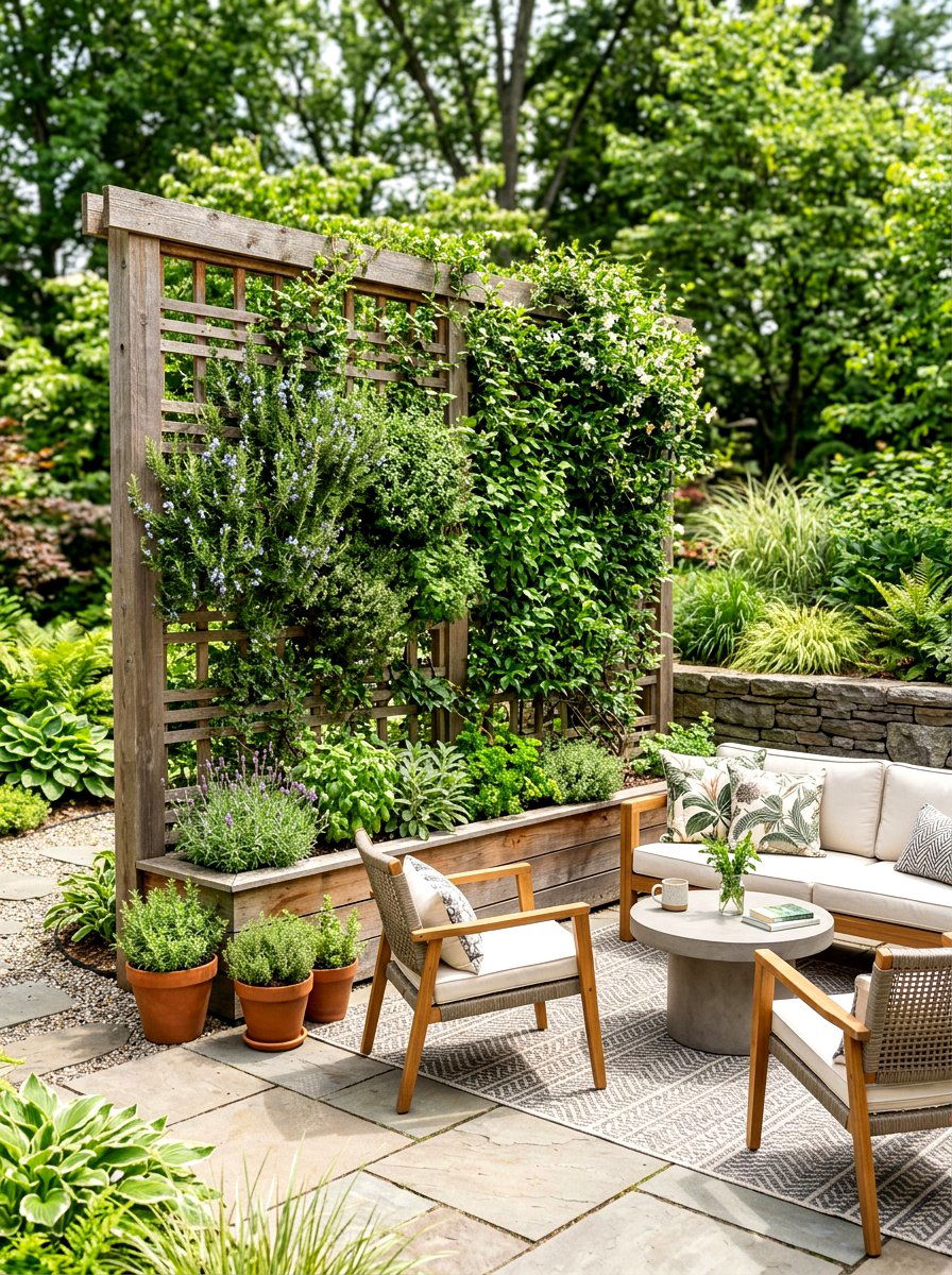 Herb garden privacy screen - 30 rooftop herb garden ideas