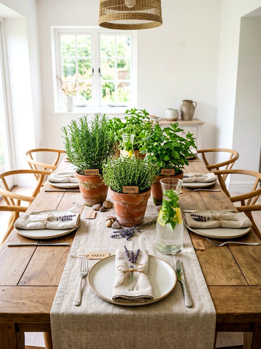 Herb garden table - 30 garden inspired tablescape ideas