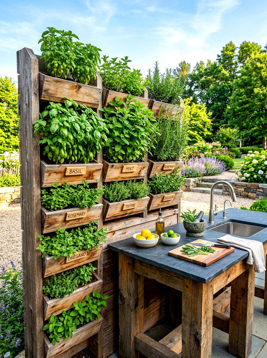 Herb garden wall - 30 walled garden backyard ideas