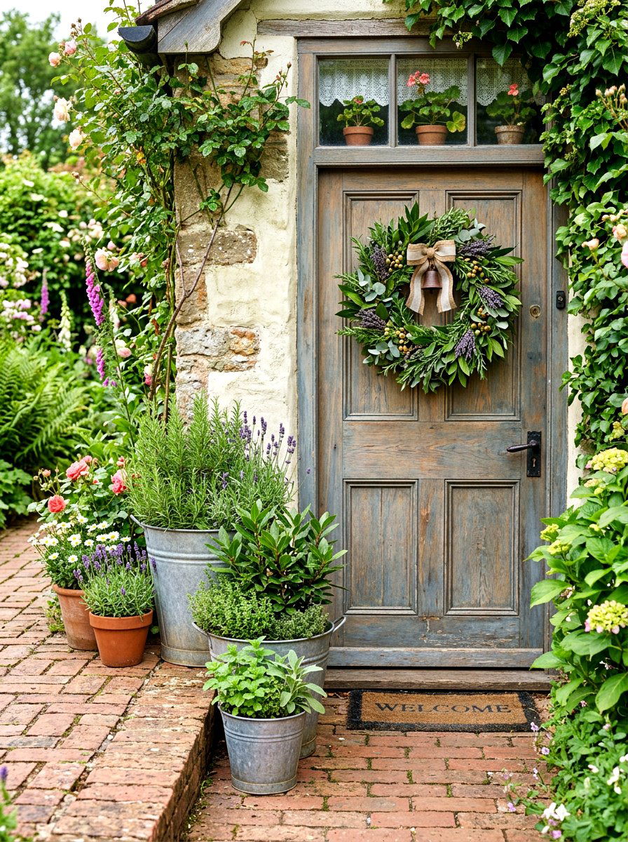 Herb garden wreath - 30 exterior wreath display ideas
