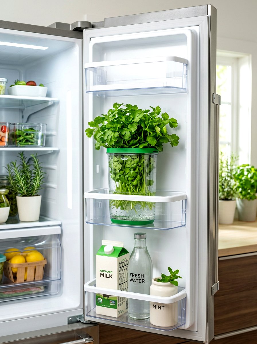 Herb saver storage pod - 30 aesthetic fridge organization ideas