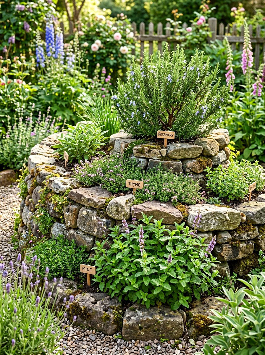 Herb spiral garden bed - 30 raised garden bed ideas
