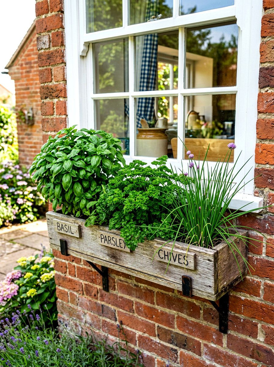 Herb window box - 30 window flower box ideas