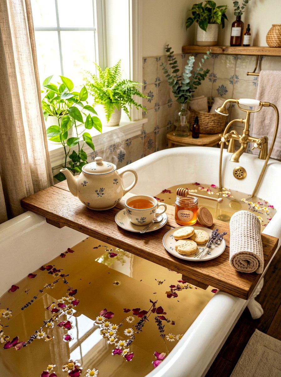 Herbal Tea Bath Tray - 30 bath tray styling ideas