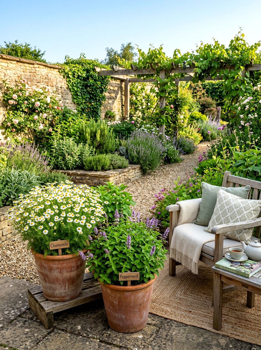 Herbal Tea Garden - 30 courtyard herb garden ideas