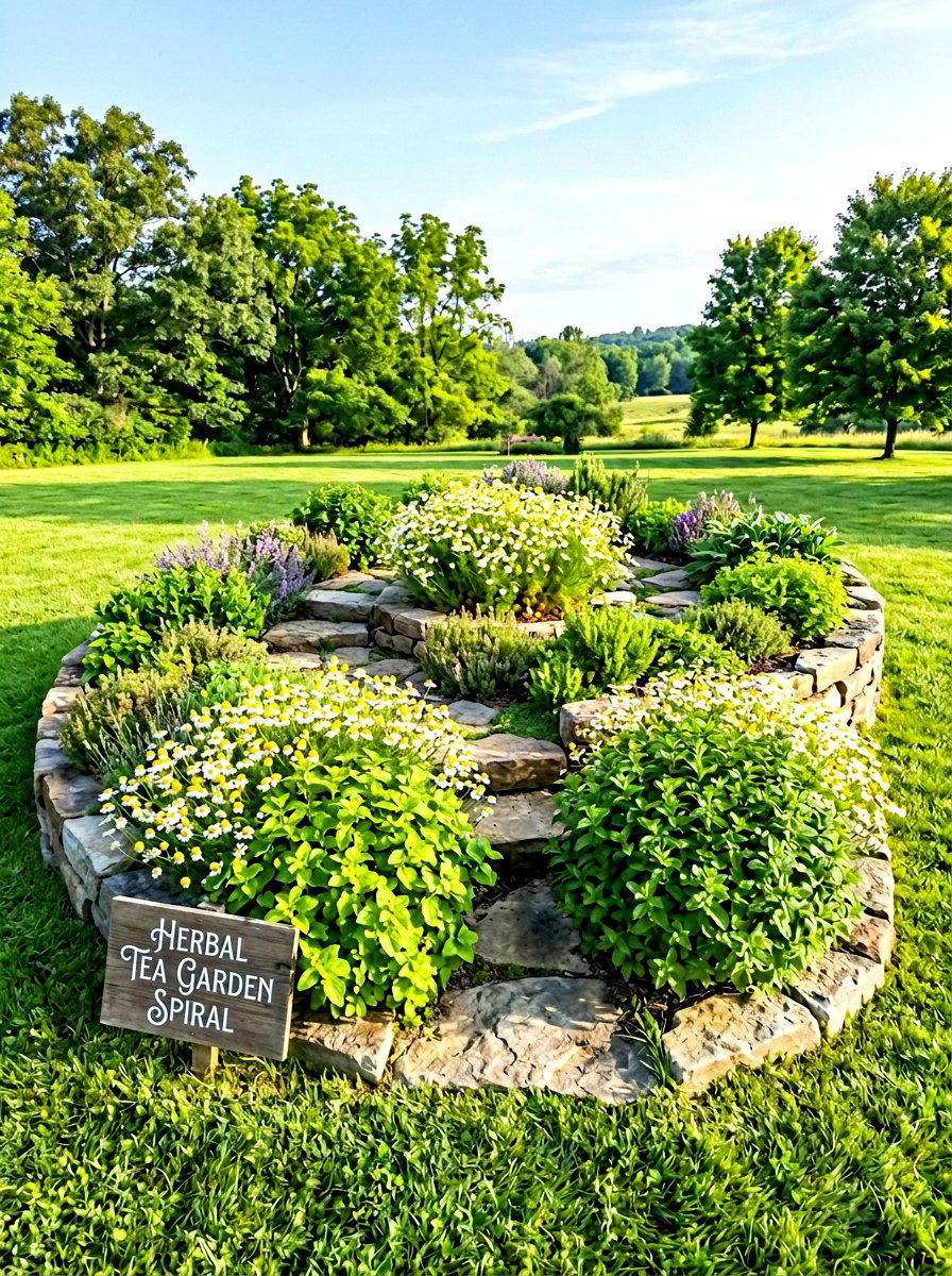 Herbal tea garden spiral - 30 herb spiral ideas