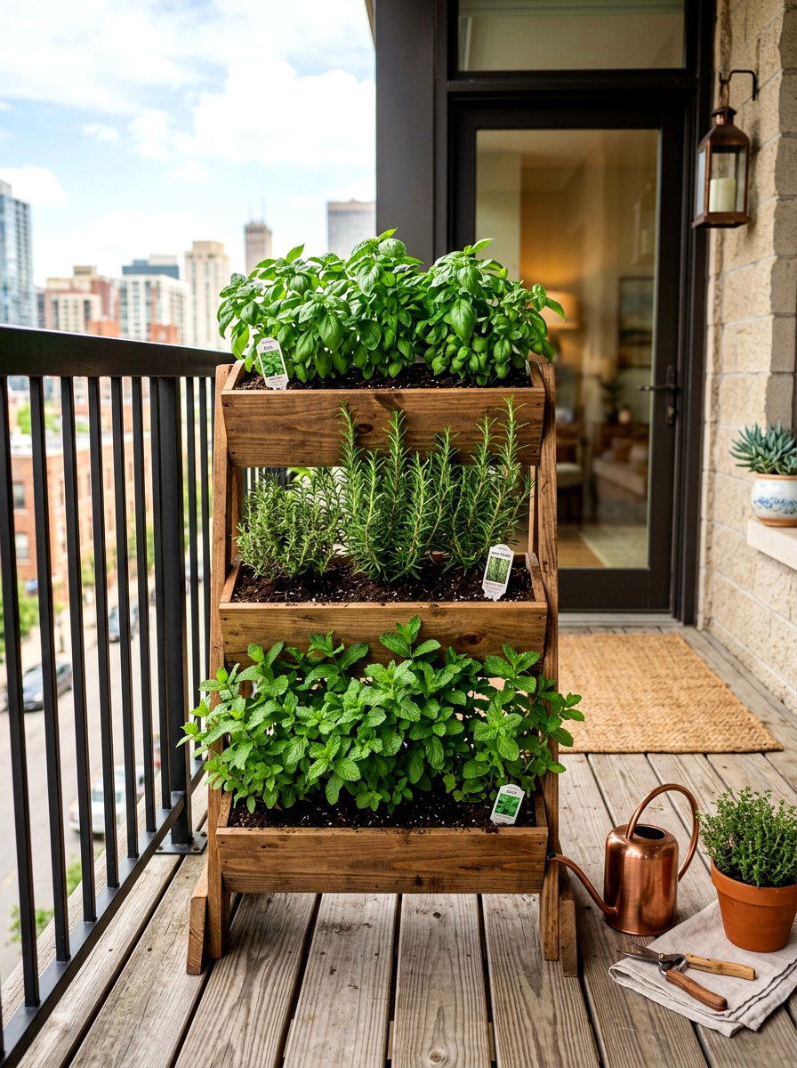 Herbs Garden Balcony Planter - 30 condo balcony lounge ideas