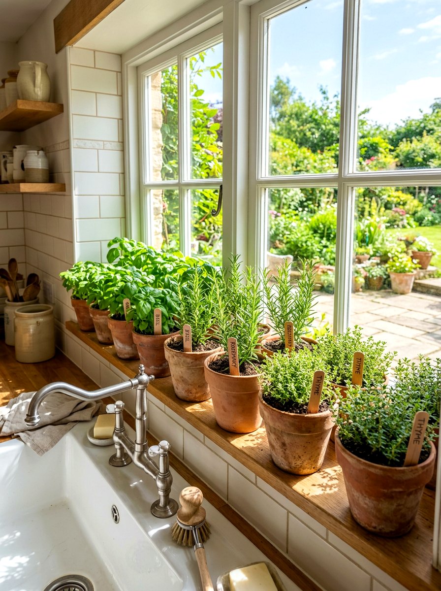 Herbs In Terracotta Pot - 30 bistro kitchen ideas