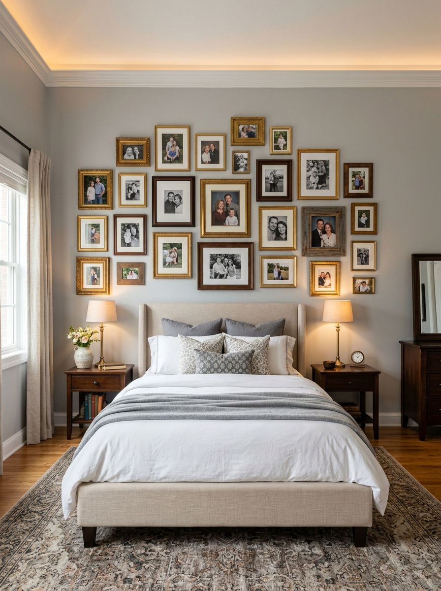Heritage Gallery Wall Bedroom - 30 heirloom bedroom decor ideas