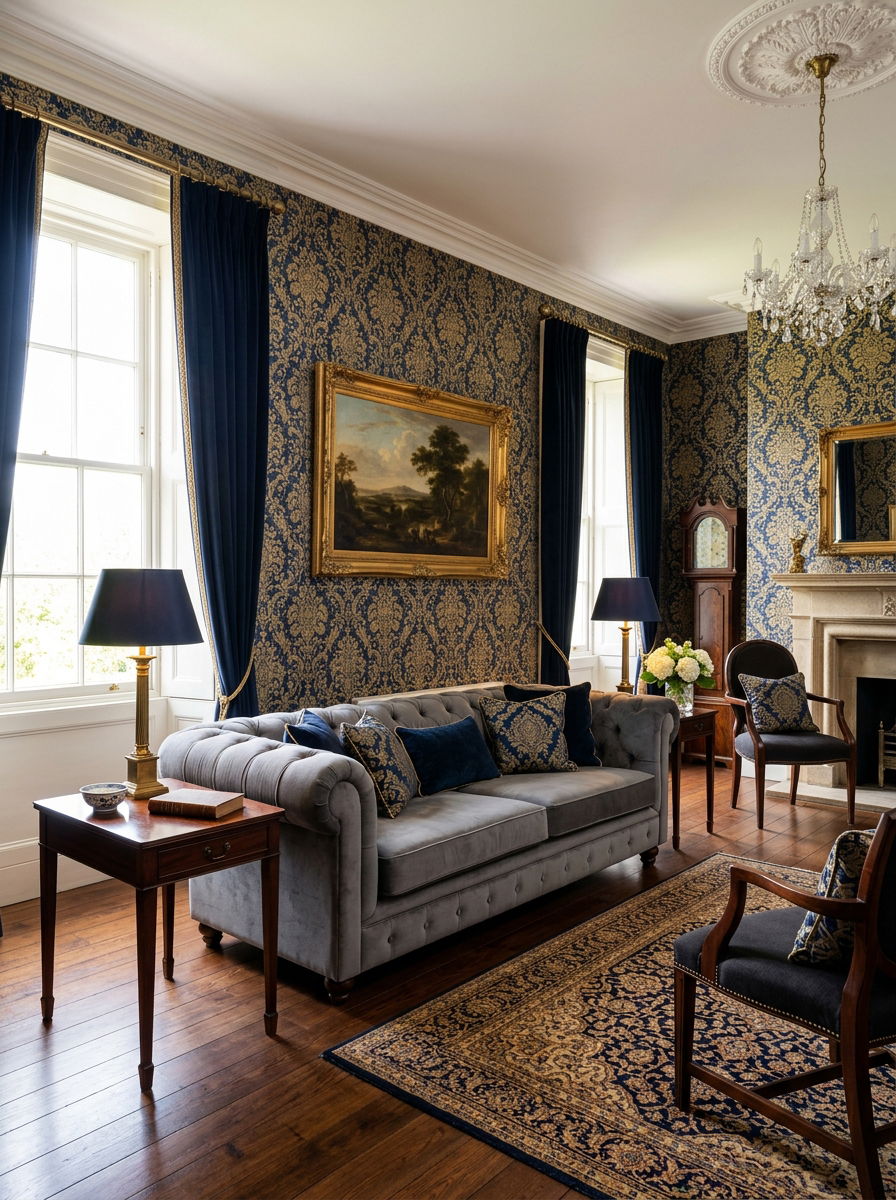 Heritage wallpaper living room - 30 heritage lounge room ideas