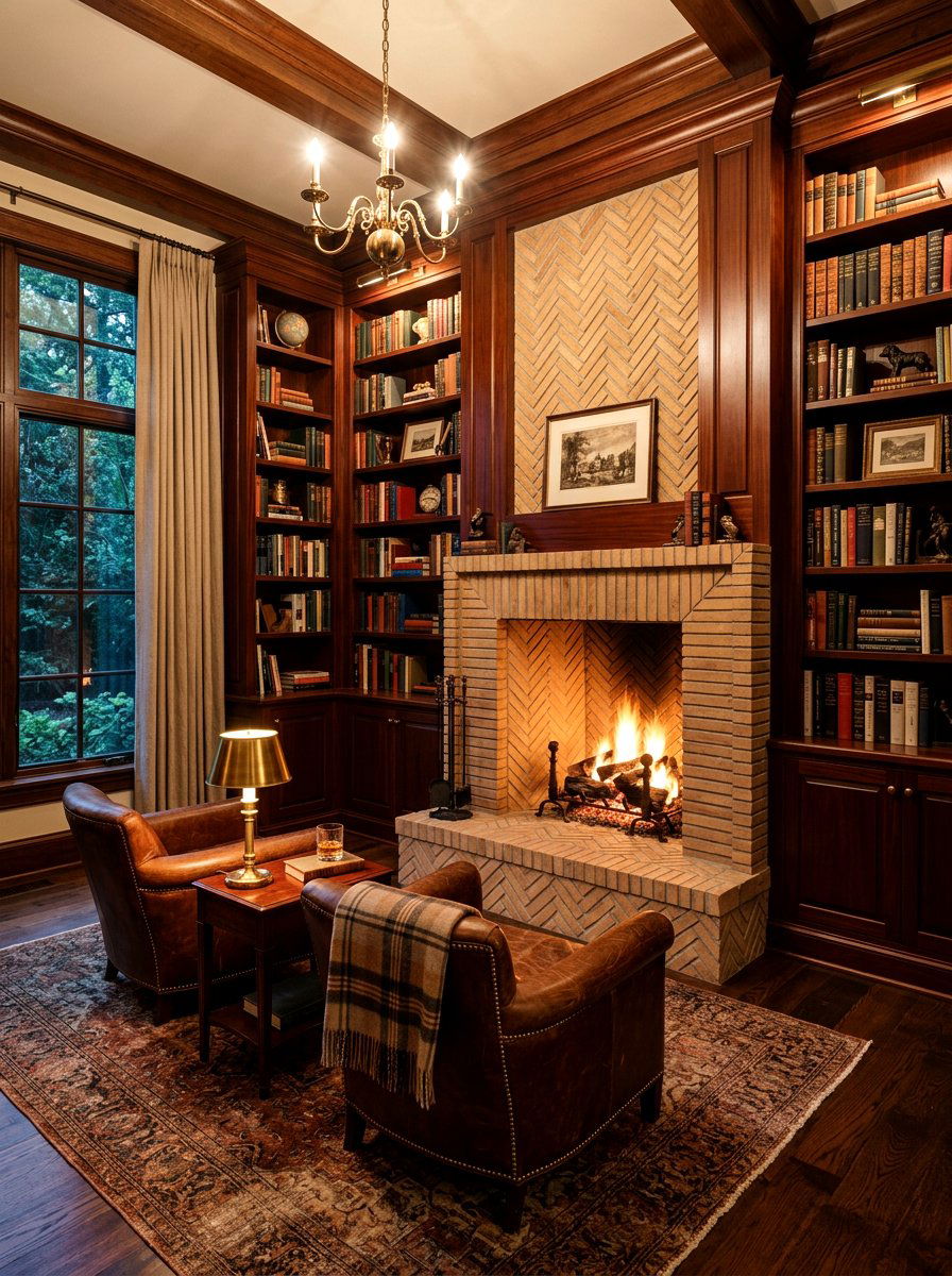 Herringbone Brick Hearth - 30 fireplace hearth ideas
