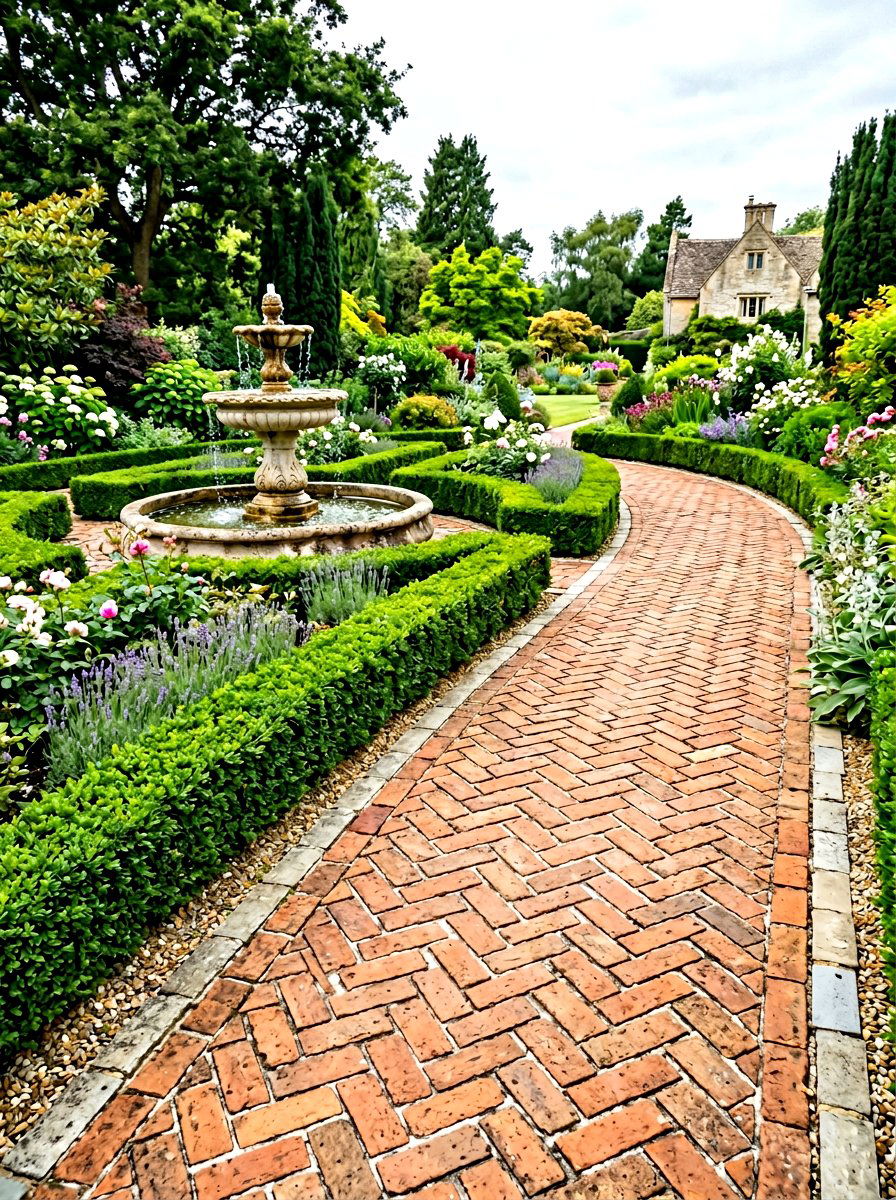 Herringbone Brick Pattern - 30 backyard walkway ideas
