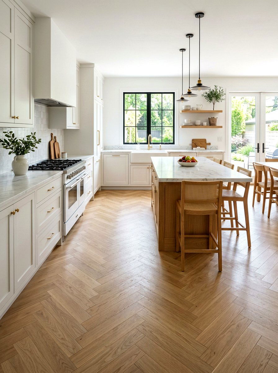 Herringbone Floor Kitchen - 30 Scandinavian kitchen ideas