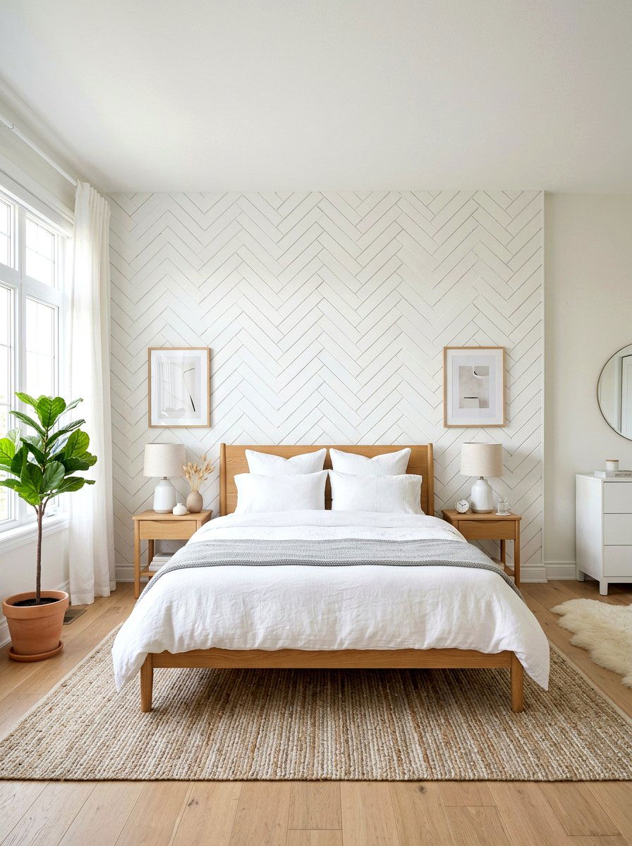 Herringbone Headboard Wall Paint - 30 painted headboard wall ideas