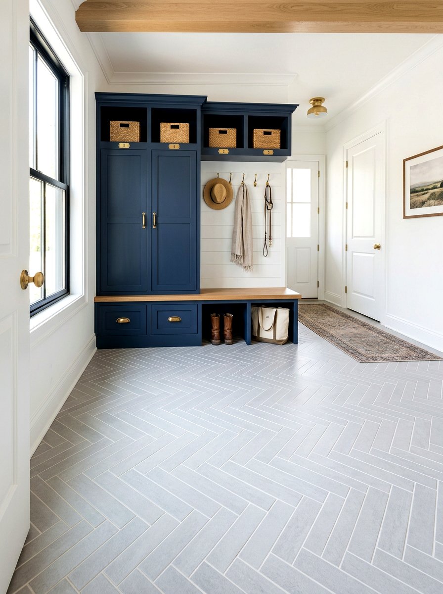 Herringbone Mudroom Floor - 30 mudroom tile floor ideas