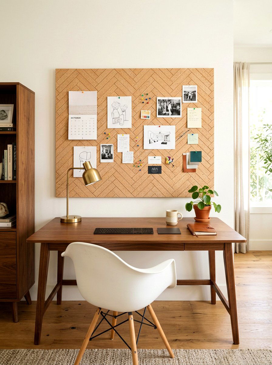 Herringbone Pattern Pin Board - 30 pin board office wall ideas