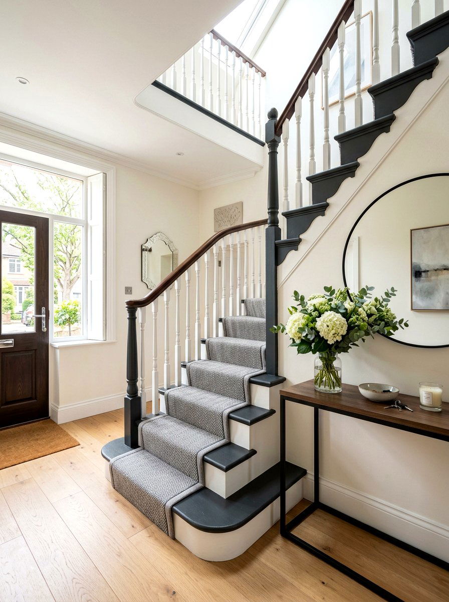 Herringbone Stair Runner - 30 vintage stair carpet ideas