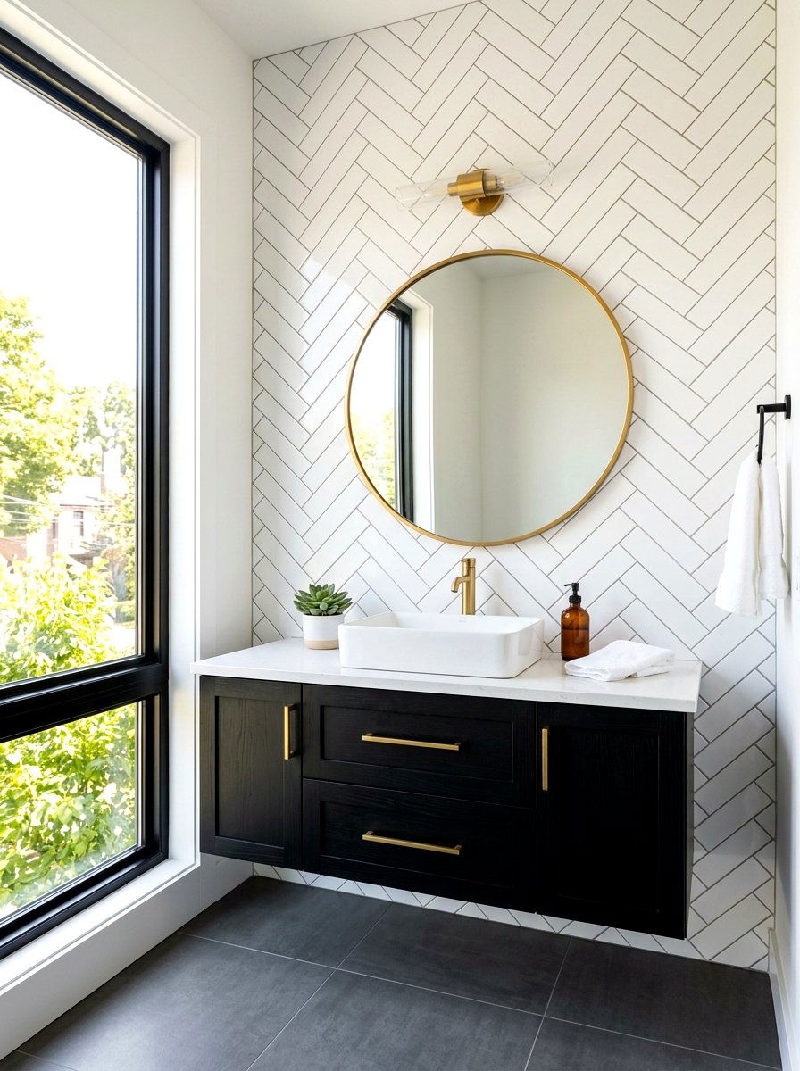 Herringbone Tile Pattern - 30 timeless bathroom ideas